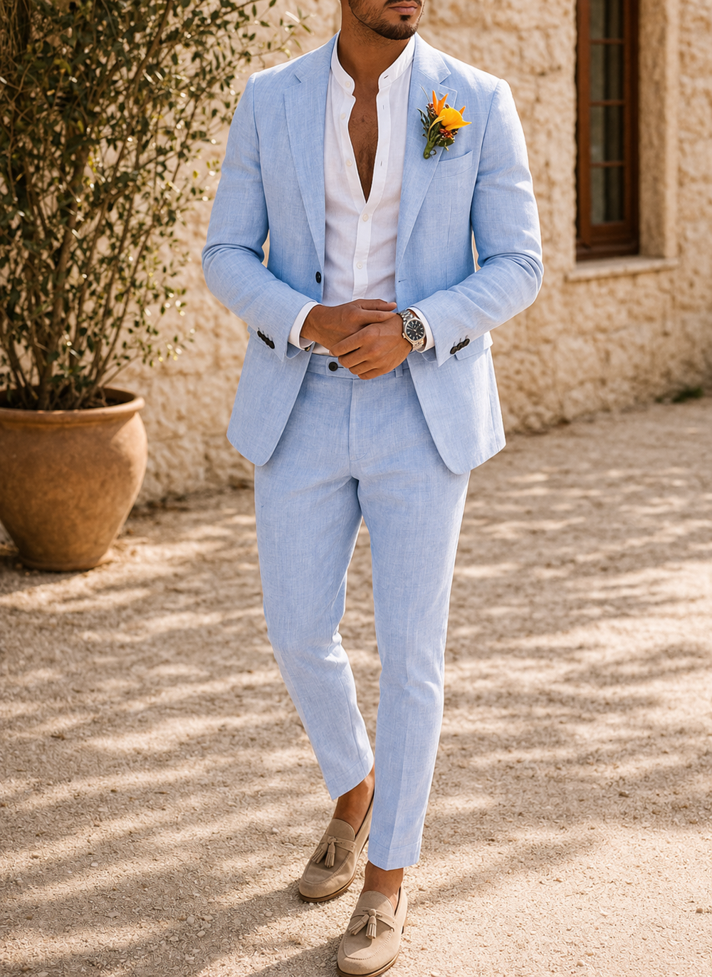 Men's Tailored Linen Suit - Refined Two-Piece for Special Occasions 2