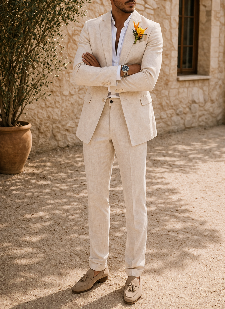 Men's Tailored Linen Suit - Refined Two-Piece for Special Occasions 3
