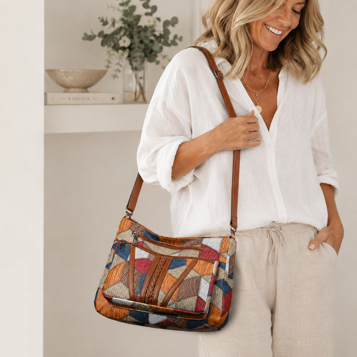 Patchwork Everyday Bag with Faux Leather Inserts 2