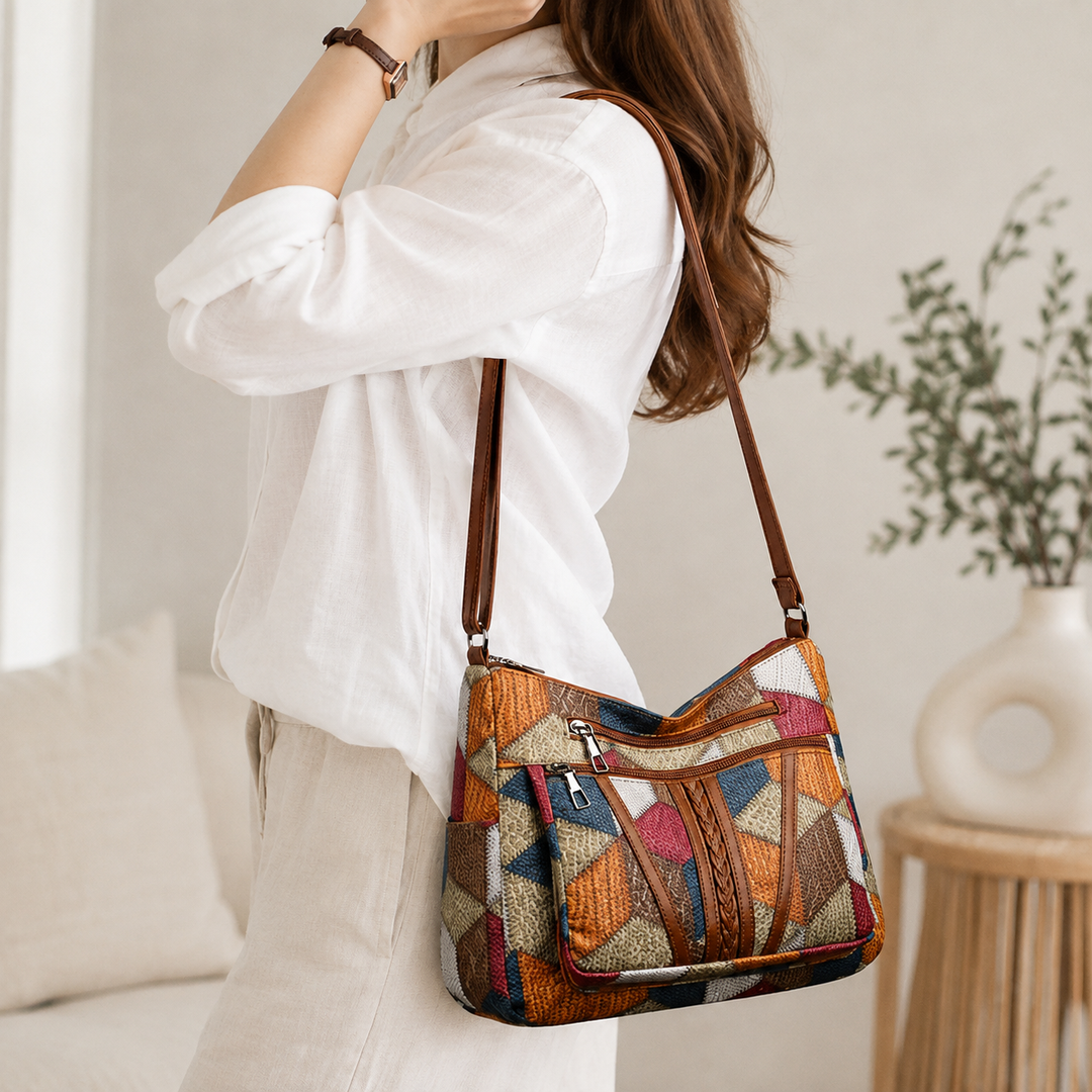 Patchwork Everyday Bag with Faux Leather Inserts 3