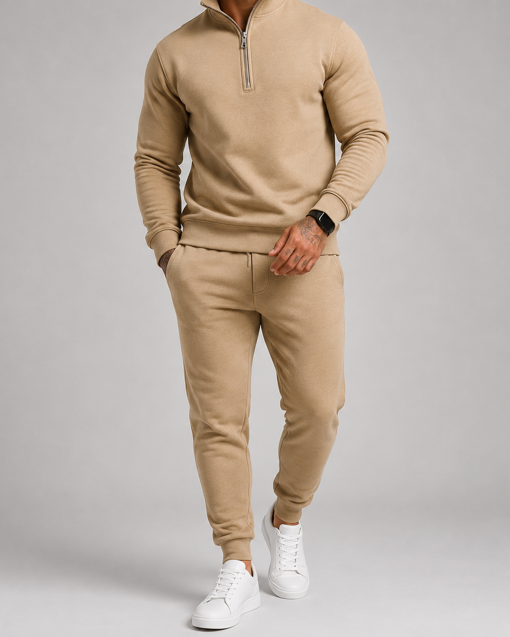 Men's Half Zip Tracksuit Set with Sweatshirt and Joggers 5