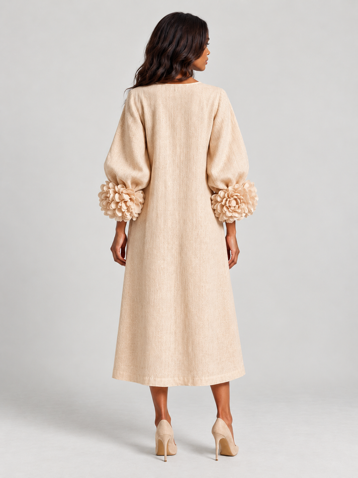 Elegant Long Flowy Dress with Puff Sleeves 4