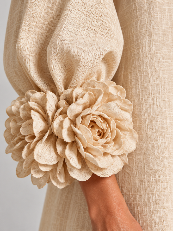 Elegant Long Flowy Dress with Puff Sleeves 5