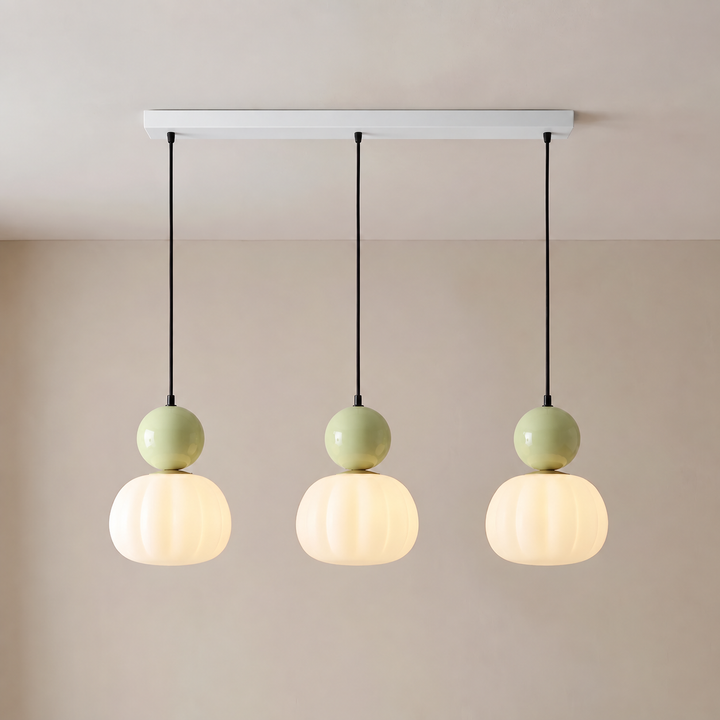 Art Deco Fluted Acrylic Pendant Light with Iron Cap, 1 or 3 Heads 8