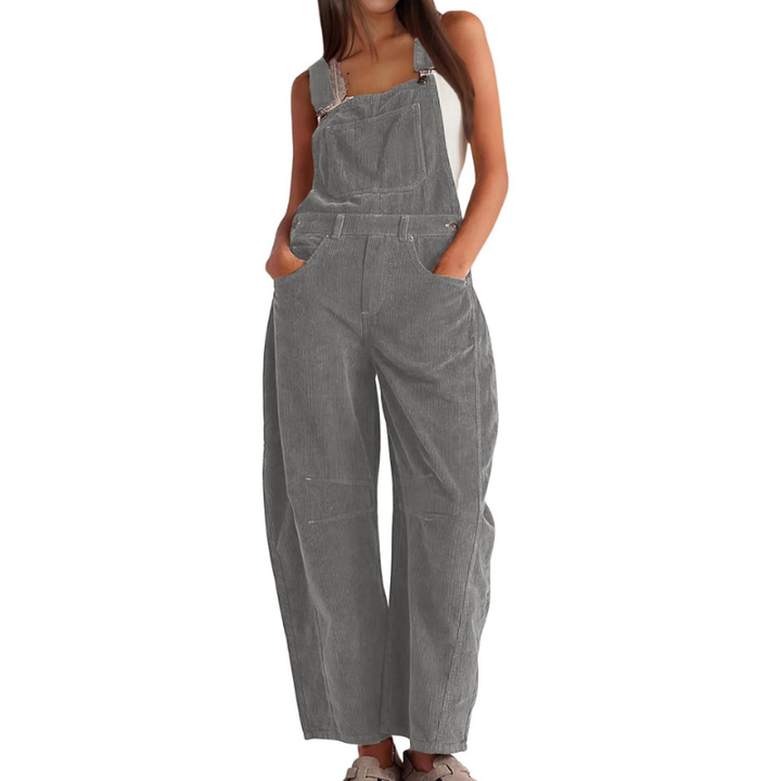 Women's Corduroy Wide-Leg Dungarees - Relaxed Utility Jumpsuit 5