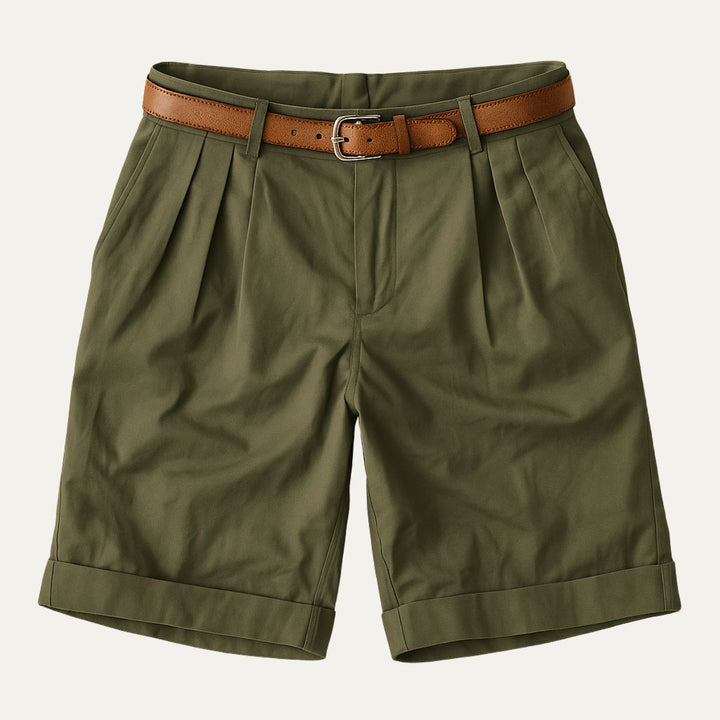 Classic Men's Chino Shorts With Double Pleat And Turn-Up Hem 13