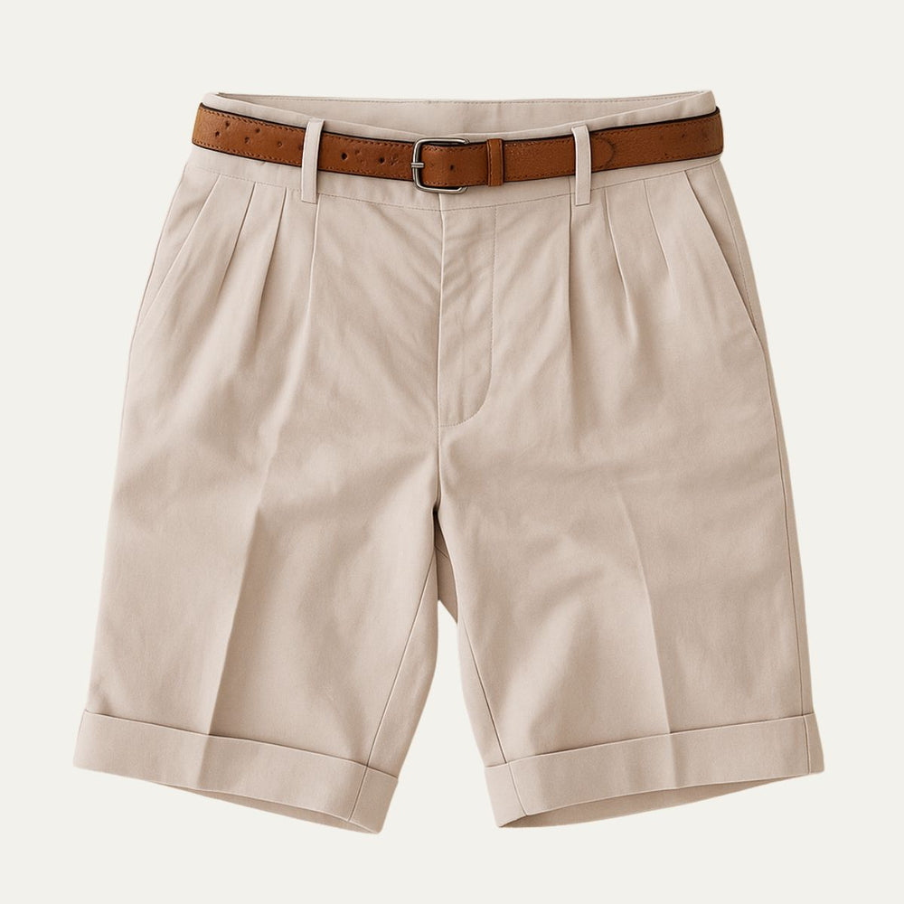 Classic Men's Chino Shorts With Double Pleat And Turn-Up Hem 2