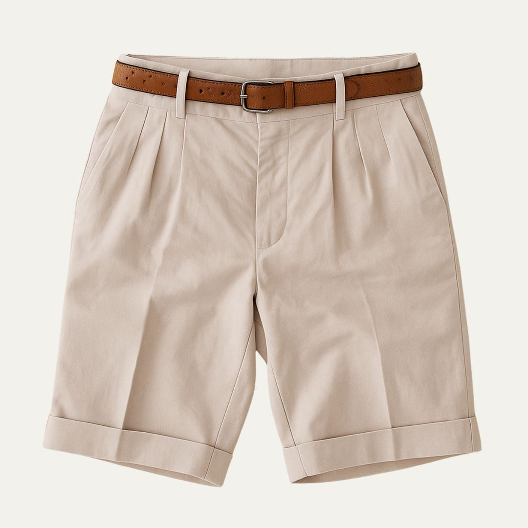 Classic Men's Chino Shorts With Double Pleat And Turn-Up Hem 2