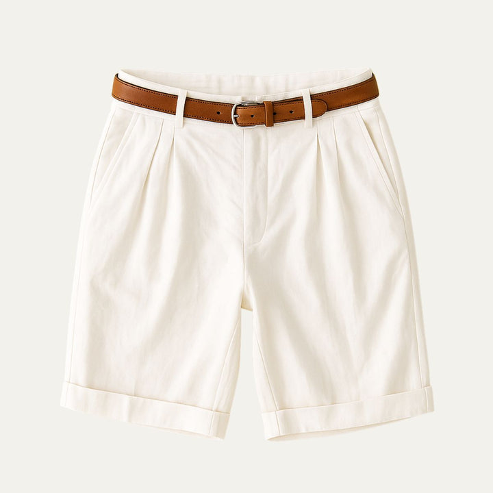 Classic Men's Chino Shorts With Double Pleat And Turn-Up Hem 7
