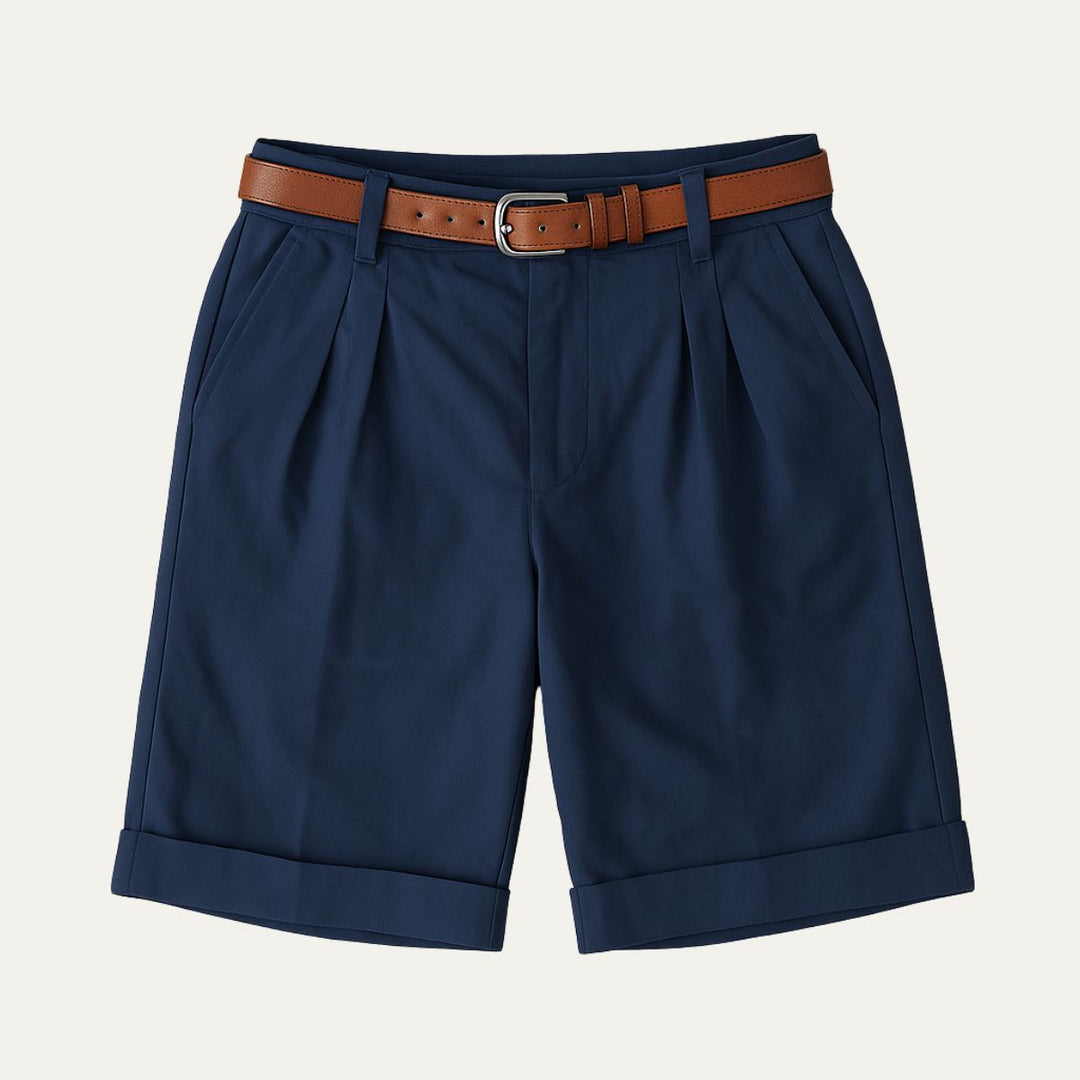 Classic Men's Chino Shorts With Double Pleat And Turn-Up Hem 9