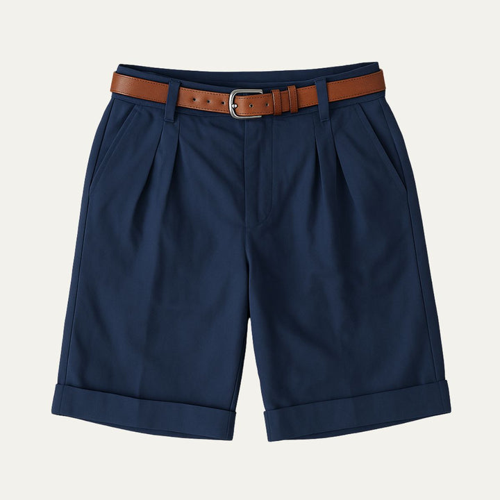 Classic Men's Chino Shorts With Double Pleat And Turn-Up Hem 9