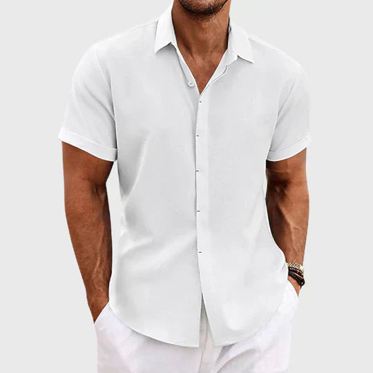 Classic Men's Short Sleeve Button-Up Shirt with Spread Collar 2