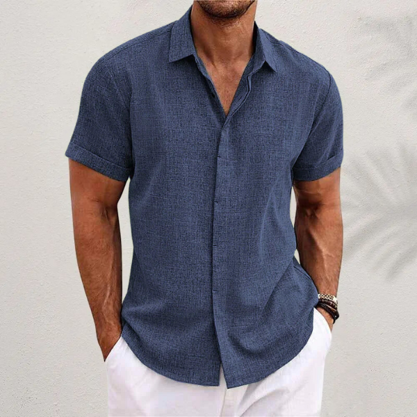 Classic Men's Short Sleeve Button-Up Shirt with Spread Collar 4