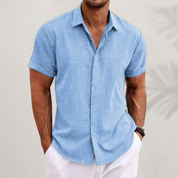 Classic Men's Short Sleeve Button-Up Shirt with Spread Collar 5