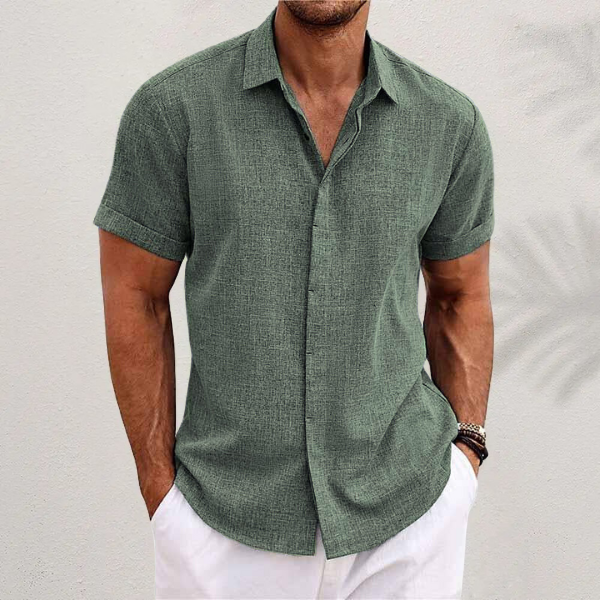 Classic Men's Short Sleeve Button-Up Shirt with Spread Collar 6