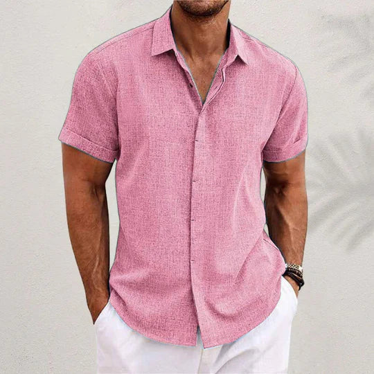 Classic Men's Short Sleeve Button-Up Shirt with Spread Collar 8