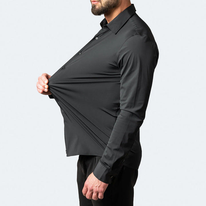 Classic Men's Stretch Dress Shirt with Wrinkle-Resistant Finish 4