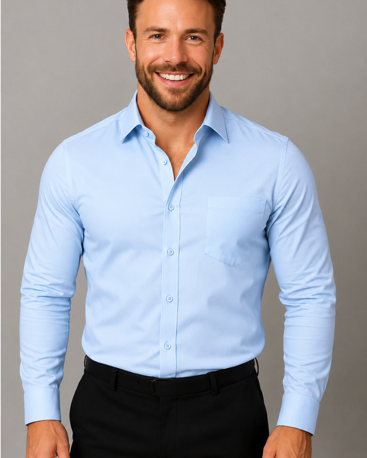 Men's Slim Fit Long Sleeve Dress Shirt with Button Front and Chest Pocket 13