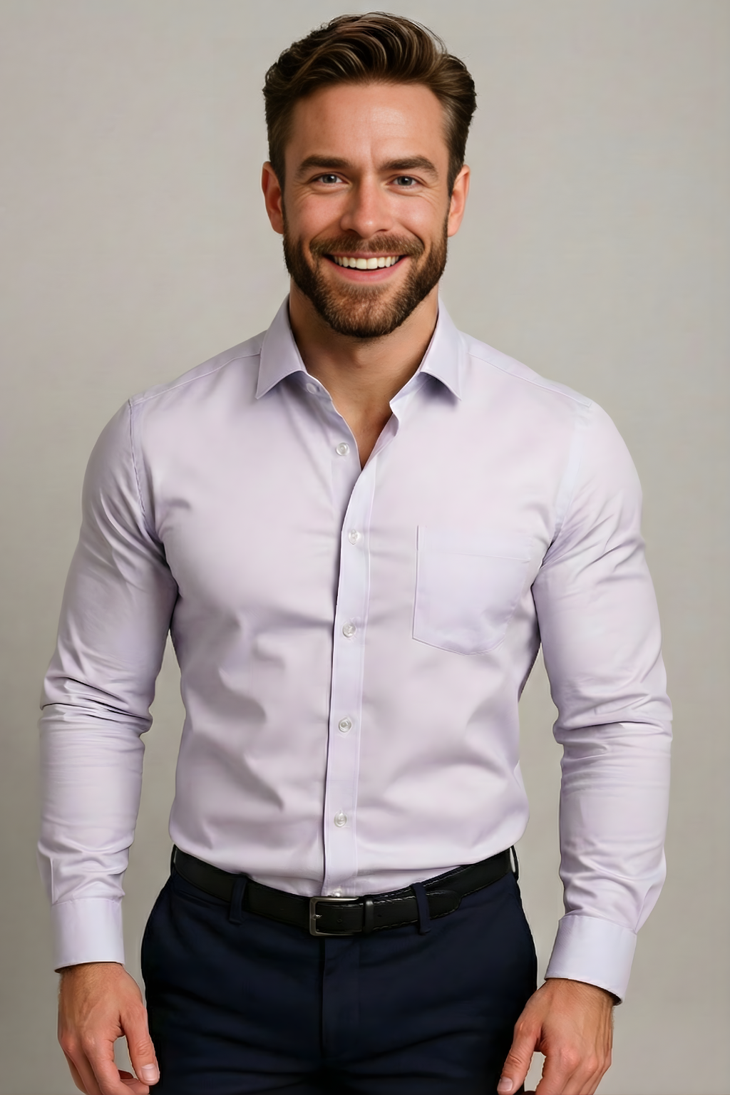 Men's Slim Fit Long Sleeve Dress Shirt with Button Front and Chest Pocket 7