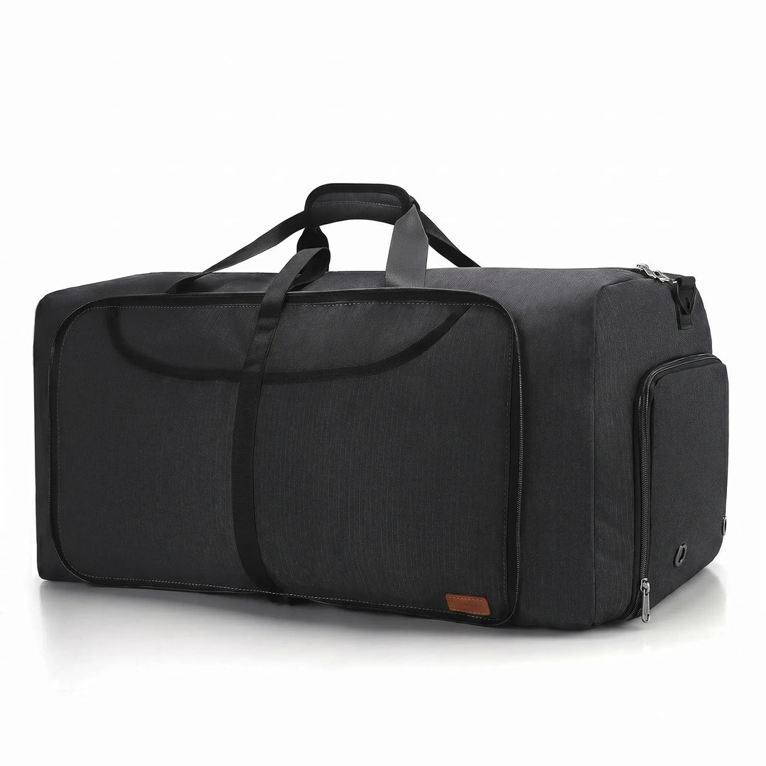canway travel duffel bag 85L Bag, Foldable Weekender with Shoes Compartment for Men Women Water-proof & Tear Resistant The gym bag measures 20 x 10x 10 inch with 45L capacity Canway Travel Duffel Bag Foldable