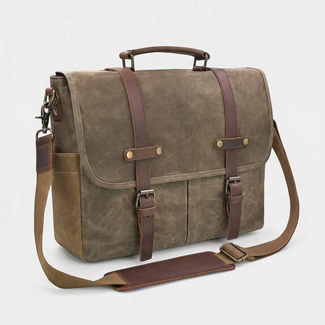 Messenger Bag - For Men - Water-Resistant - Six Compartments - Lightweight - Adjustable Strap - Classic Style