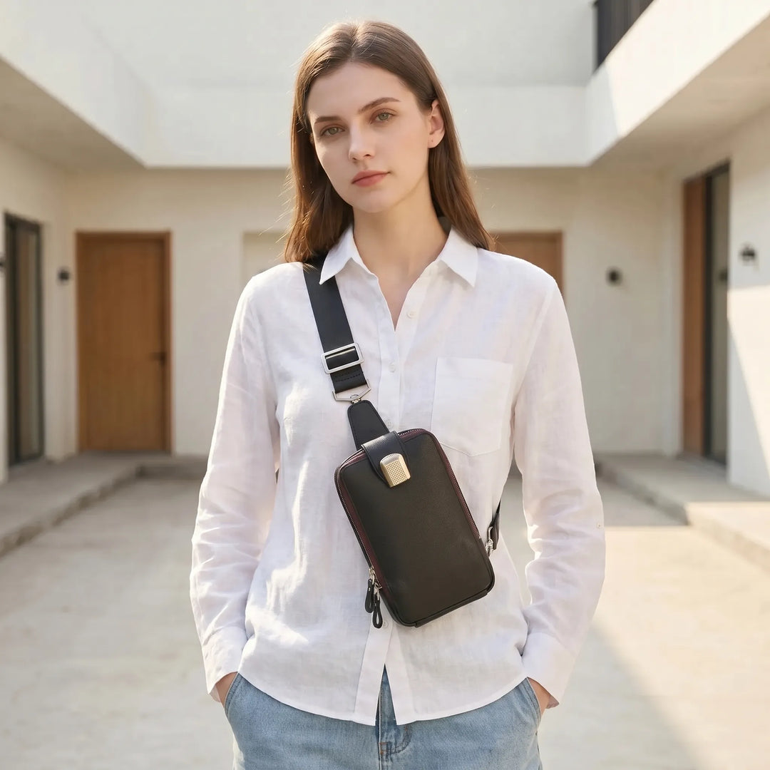 Compact Zip-Closure Crossbody Bag - Compavio