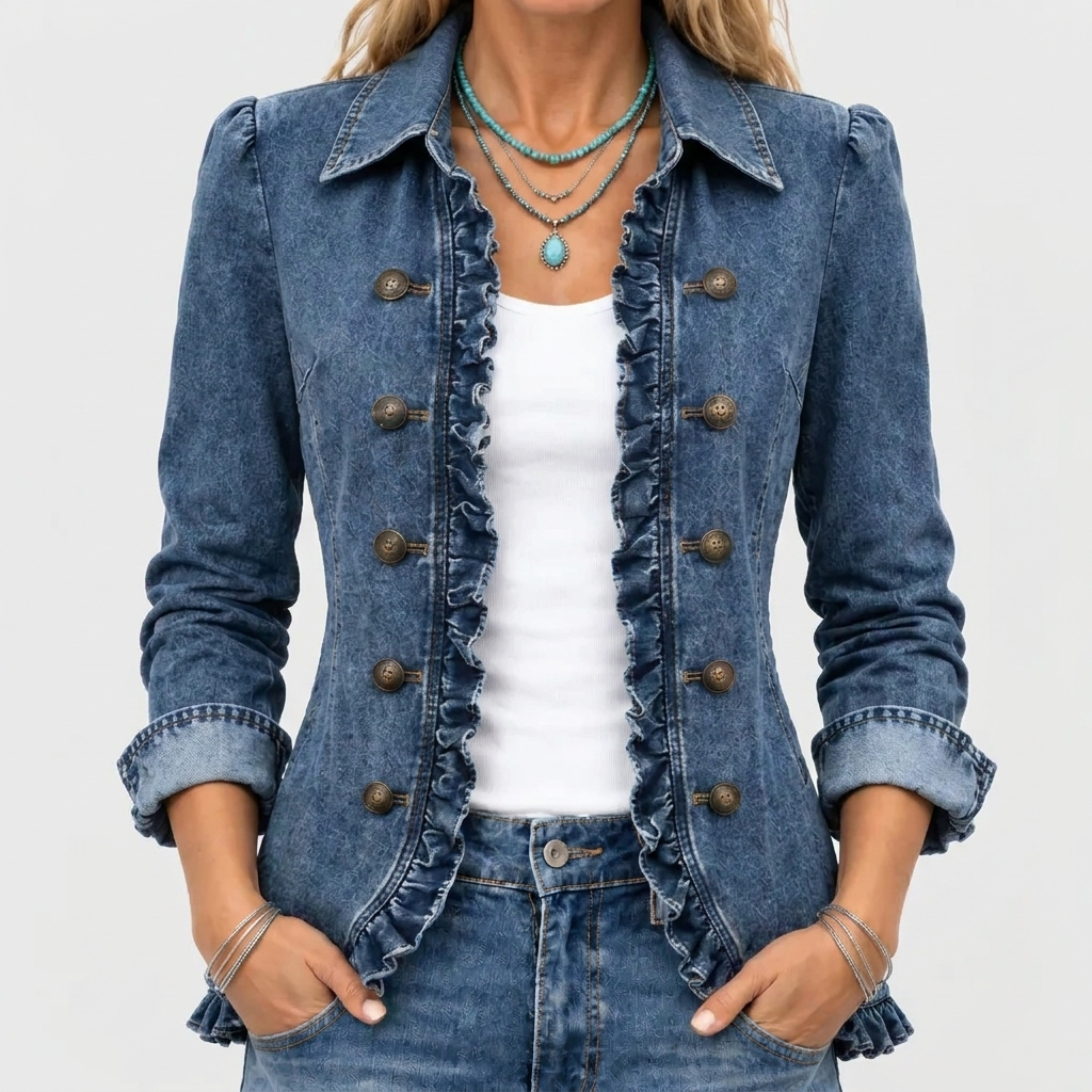 Western Inspired Ruffled Open Front Jacket 1