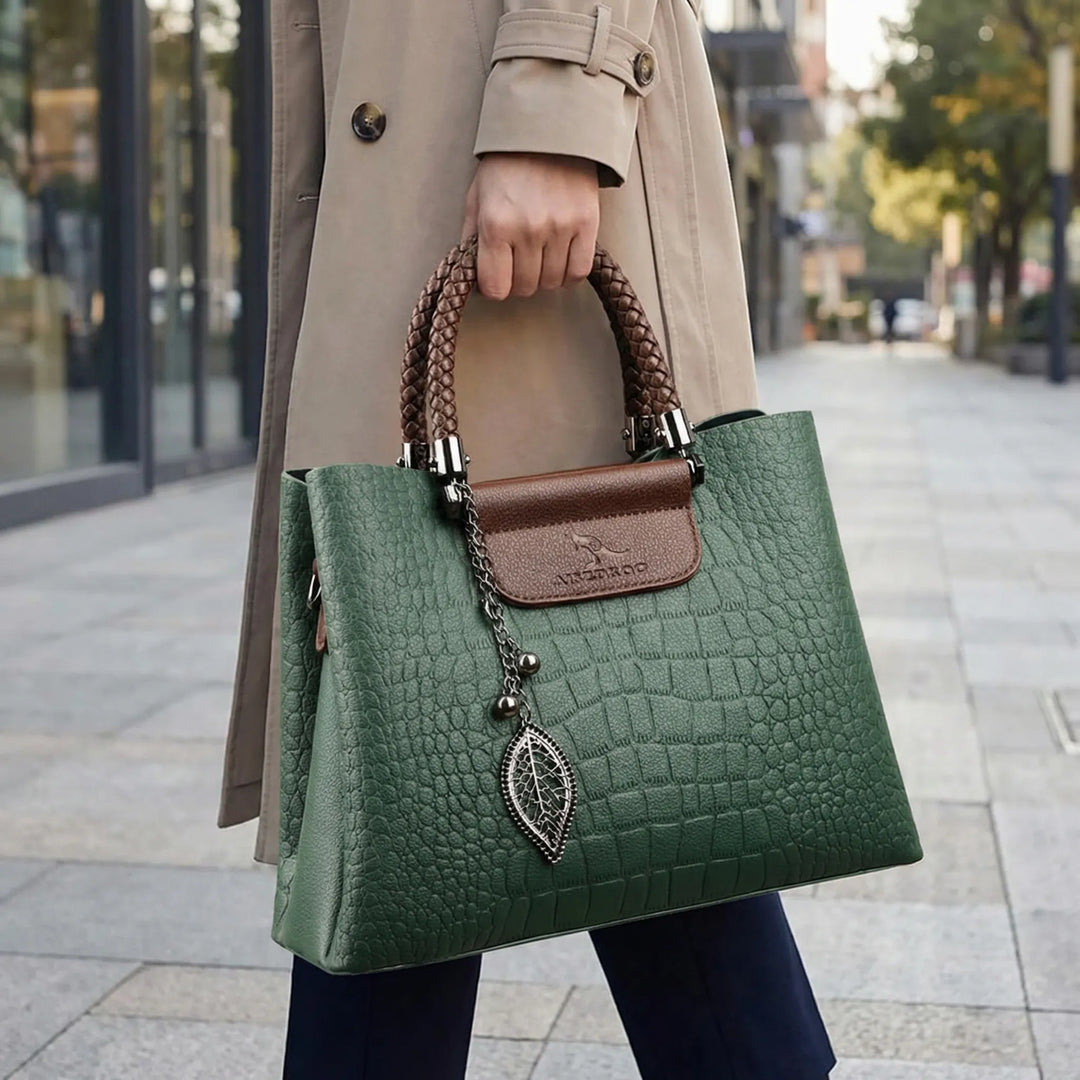 Crocodile Embossed Structured Handbag - Varelina
