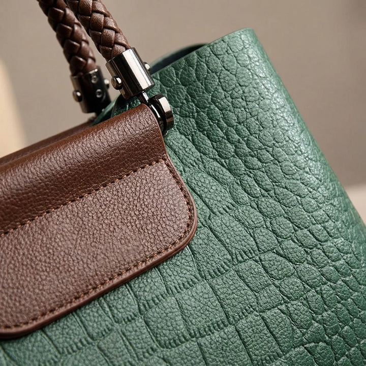 Crocodile Embossed Structured Handbag - Varelina