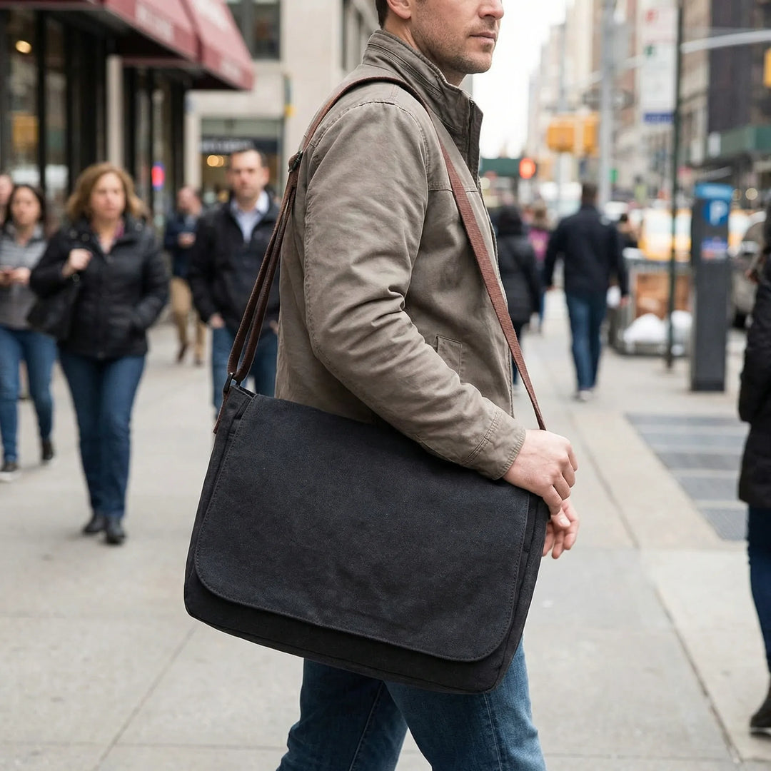 Classic Flap-Over Crossbody Messenger Bag - Travaux