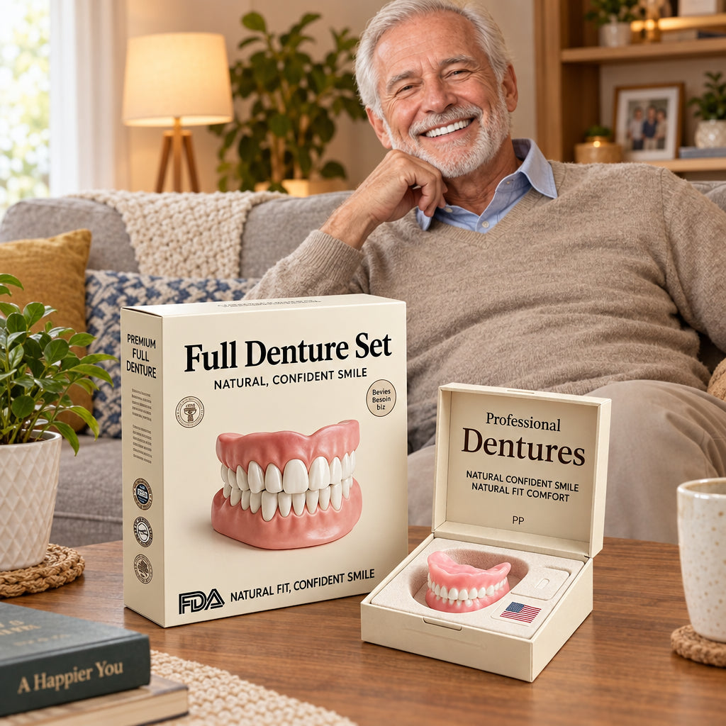 Custom Moldable Cosmetic Denture Set – Reusable Upper & Lower Jaw Solution