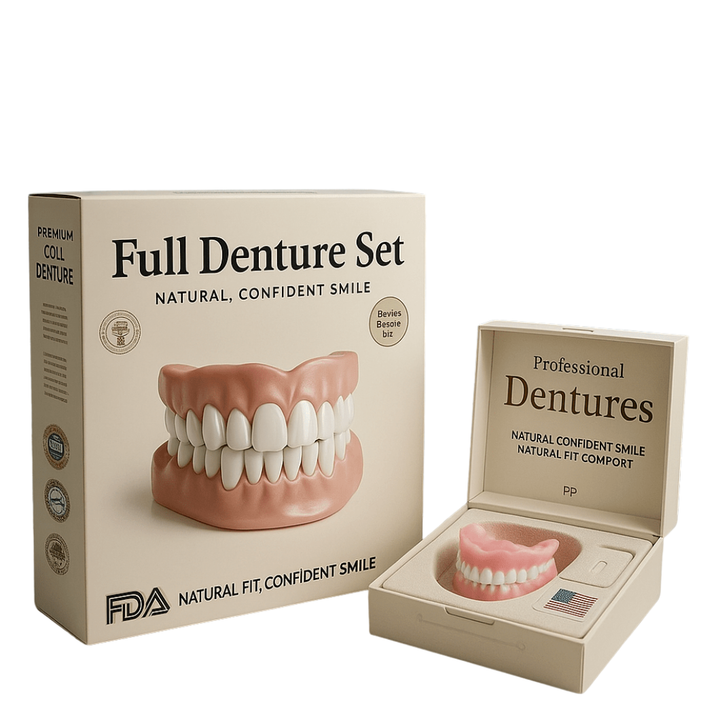 Custom Moldable Cosmetic Denture Set – Reusable Upper & Lower Jaw Solution