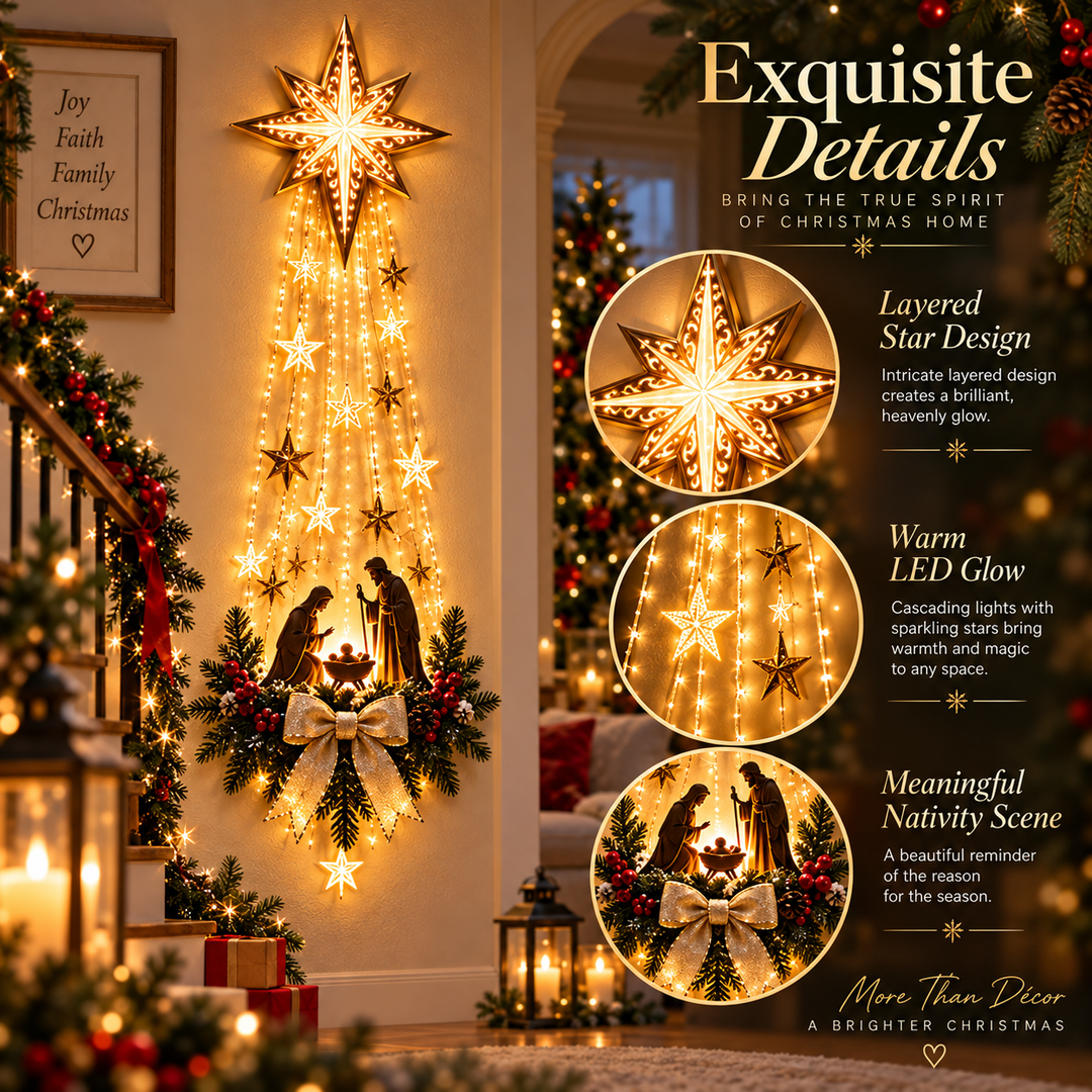 Lighted Christmas Wall Decoration with Star of Bethlehem and Warm Glow 4