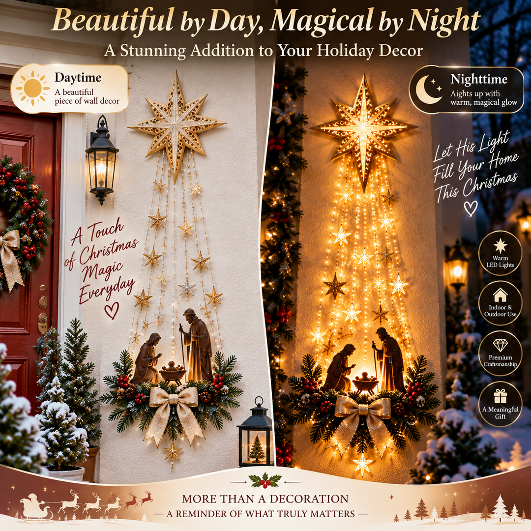 Lighted Christmas Wall Decoration with Star of Bethlehem and Warm Glow 5