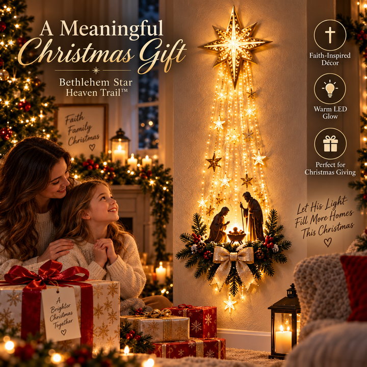 Lighted Christmas Wall Decoration with Star of Bethlehem and Warm Glow 3