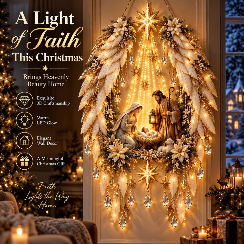 Lighted Christmas Wall Decoration with Star of Bethlehem and Warm Glow 2