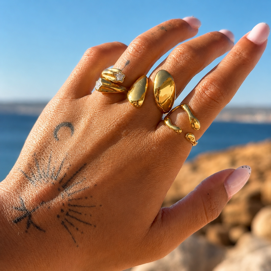 Drift Adjustable Open Ring – Organic Wave Design 3