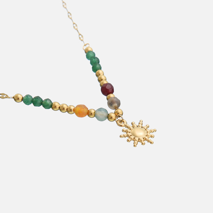 Sun Pendant Necklace with Colorful Beads 2