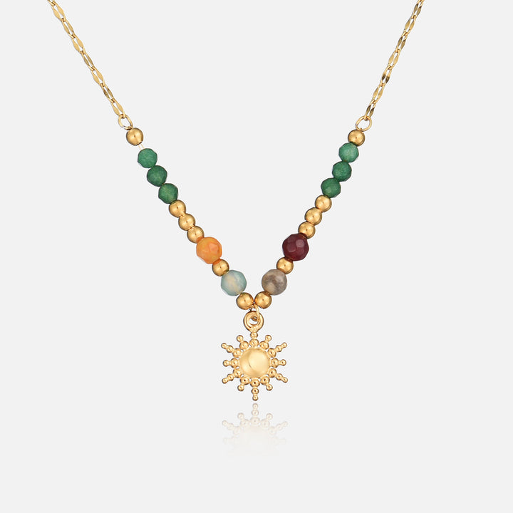 Sun Pendant Necklace with Colorful Beads 1