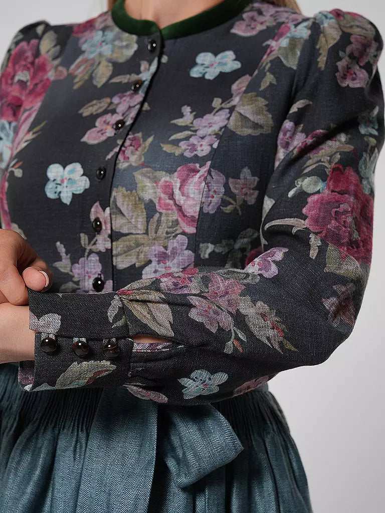 Women's Long Vintage Floral Dirndl Dress with Apron, Premium Fabric 5