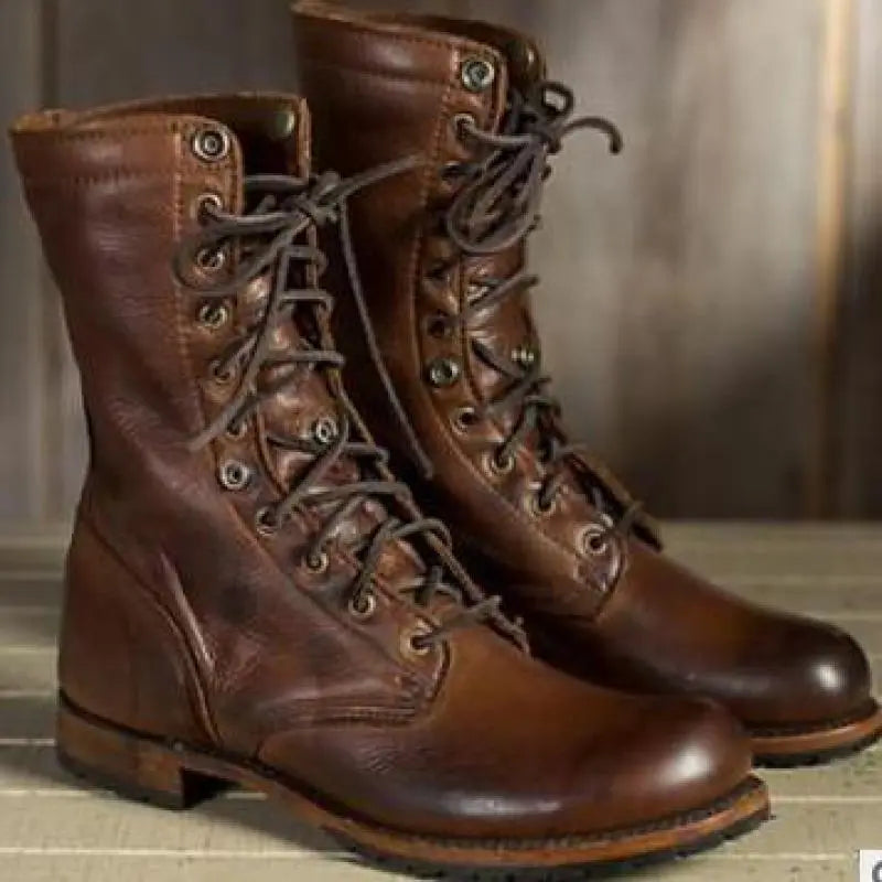 Women's Leather Lace-Up Boots with Orthopedic Footbed and Arch Support 1