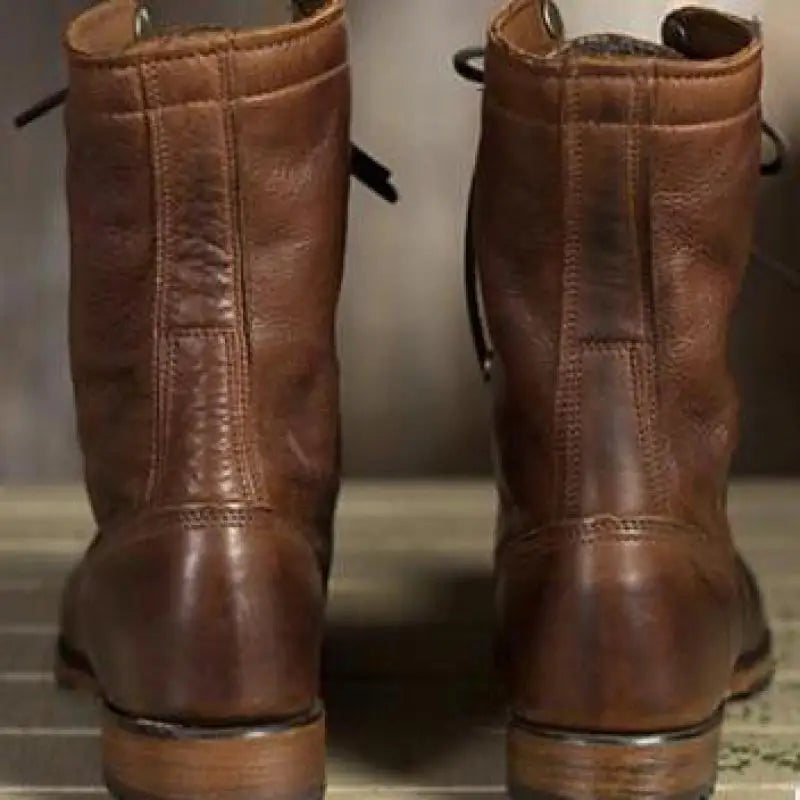 Women's Leather Lace-Up Boots with Orthopedic Footbed and Arch Support 2