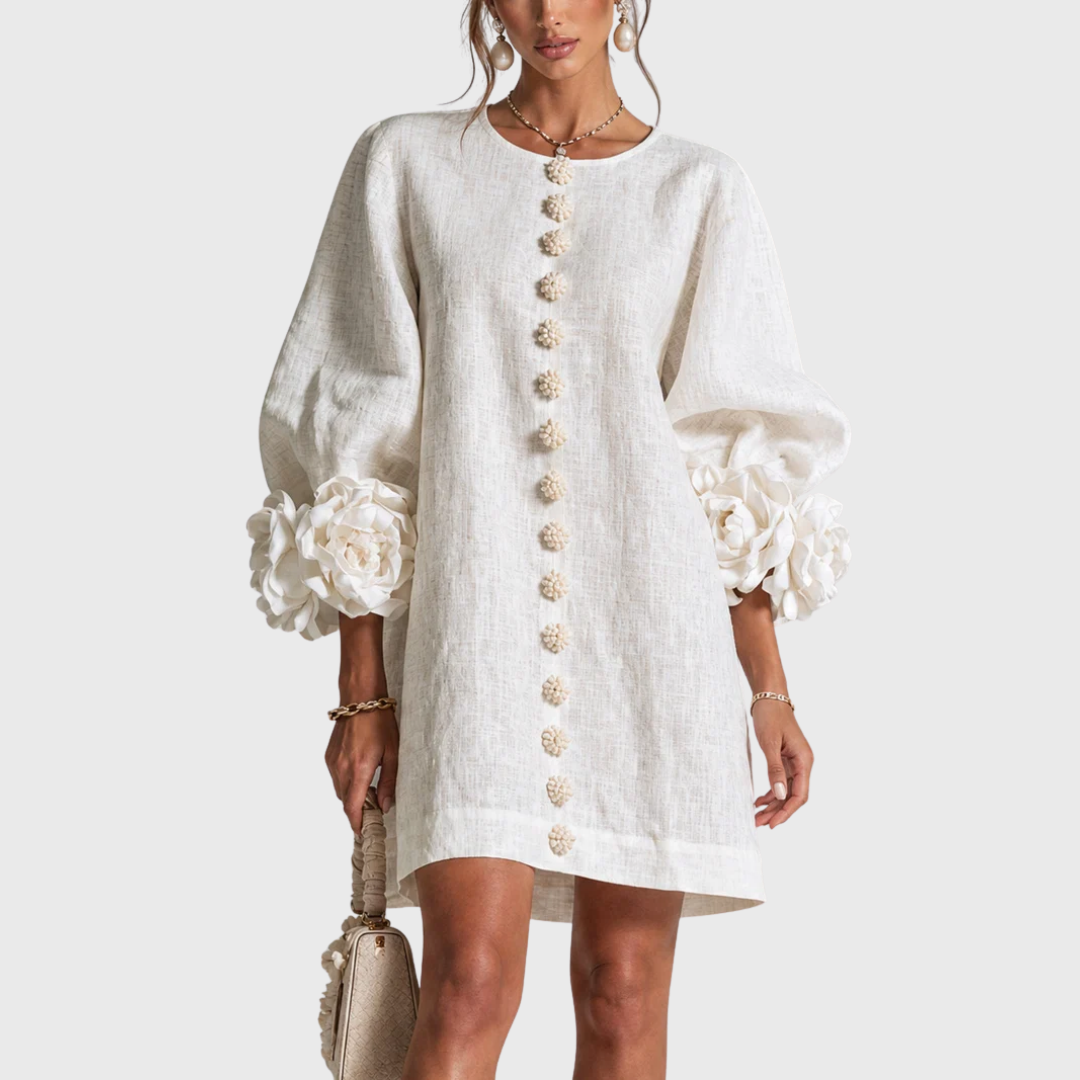 Elegant Mini Dress with Puff Sleeves 1