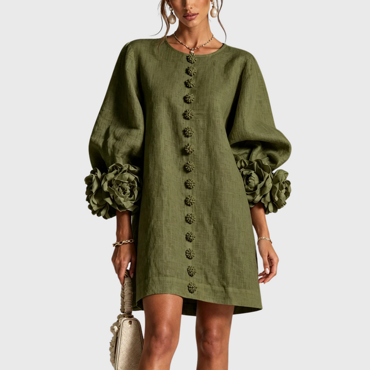 Elegant Mini Dress with Puff Sleeves 2