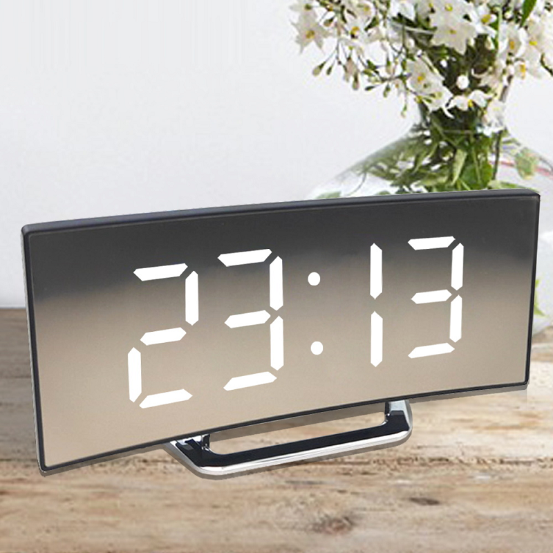 Digital Alarm Clock | Curved LED Mirror Display | Auto-Dimming 1