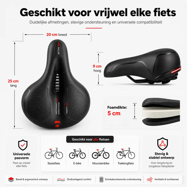 Ergonomic Comfort Bike Seat with Cutout - 2 in Thick Foam, Waterproof PU Leather 17