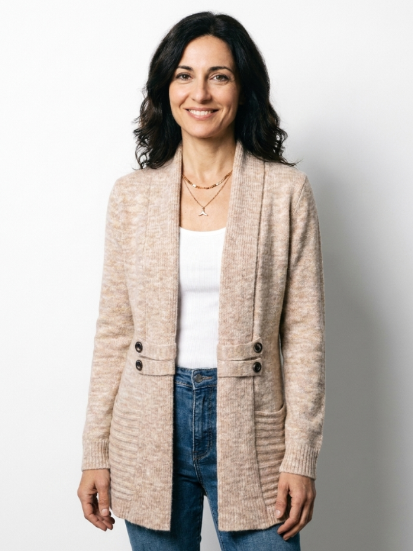 Women's Knit Cardigan with Decorative Waist Buttons 4