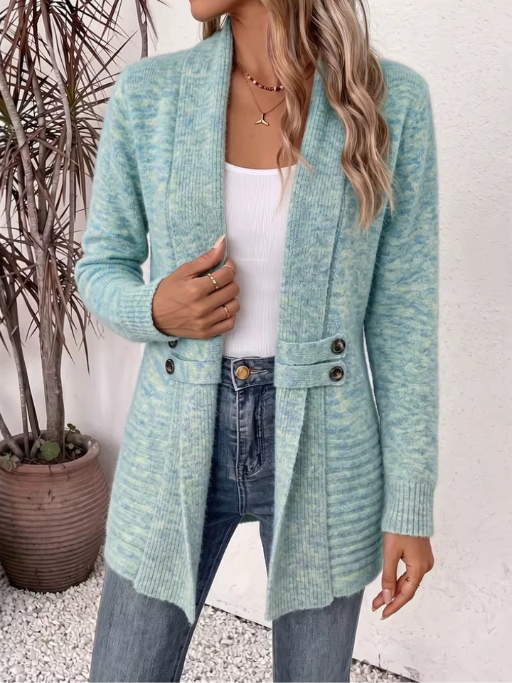 Women's Knit Cardigan with Decorative Waist Buttons 3