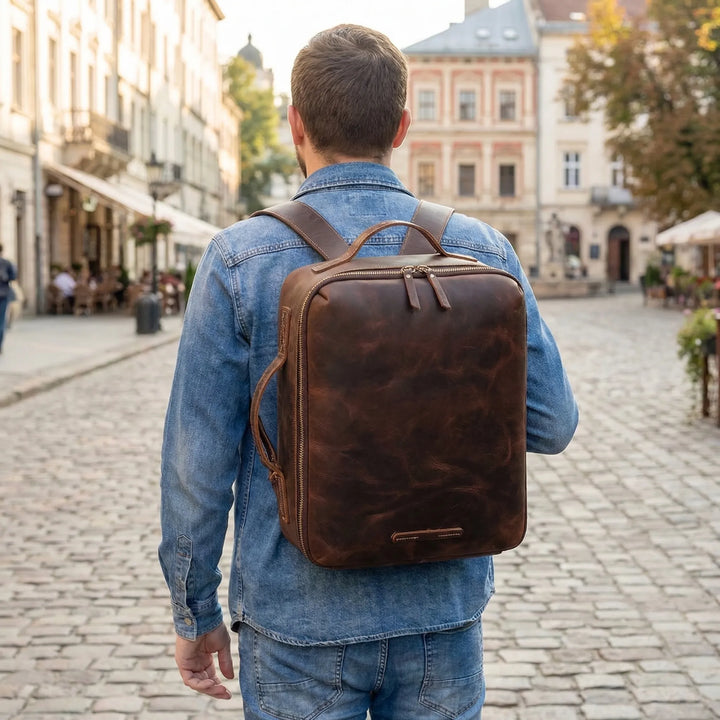 Distressed Brown Backpack - Journia