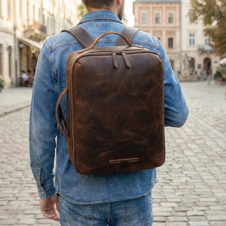 Distressed Brown Backpack - Journia